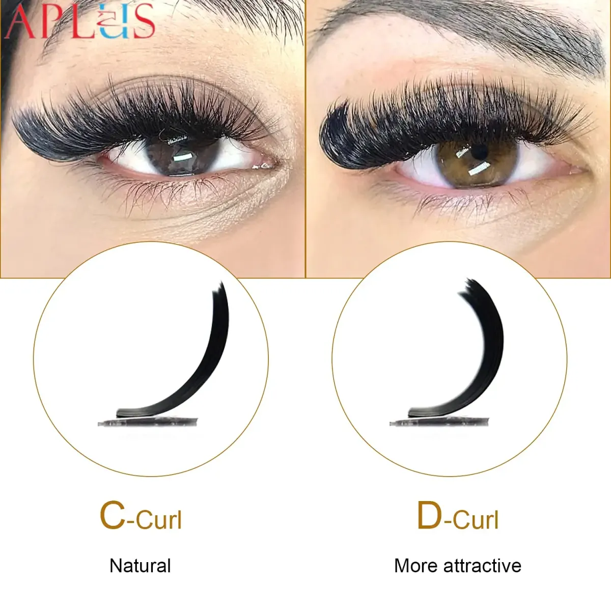 C and D lashes have different curl levels.