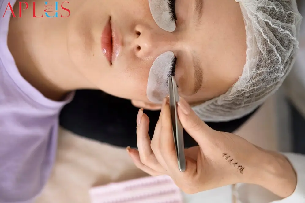 Execute eyelash extensions with precise technique, following each step carefully